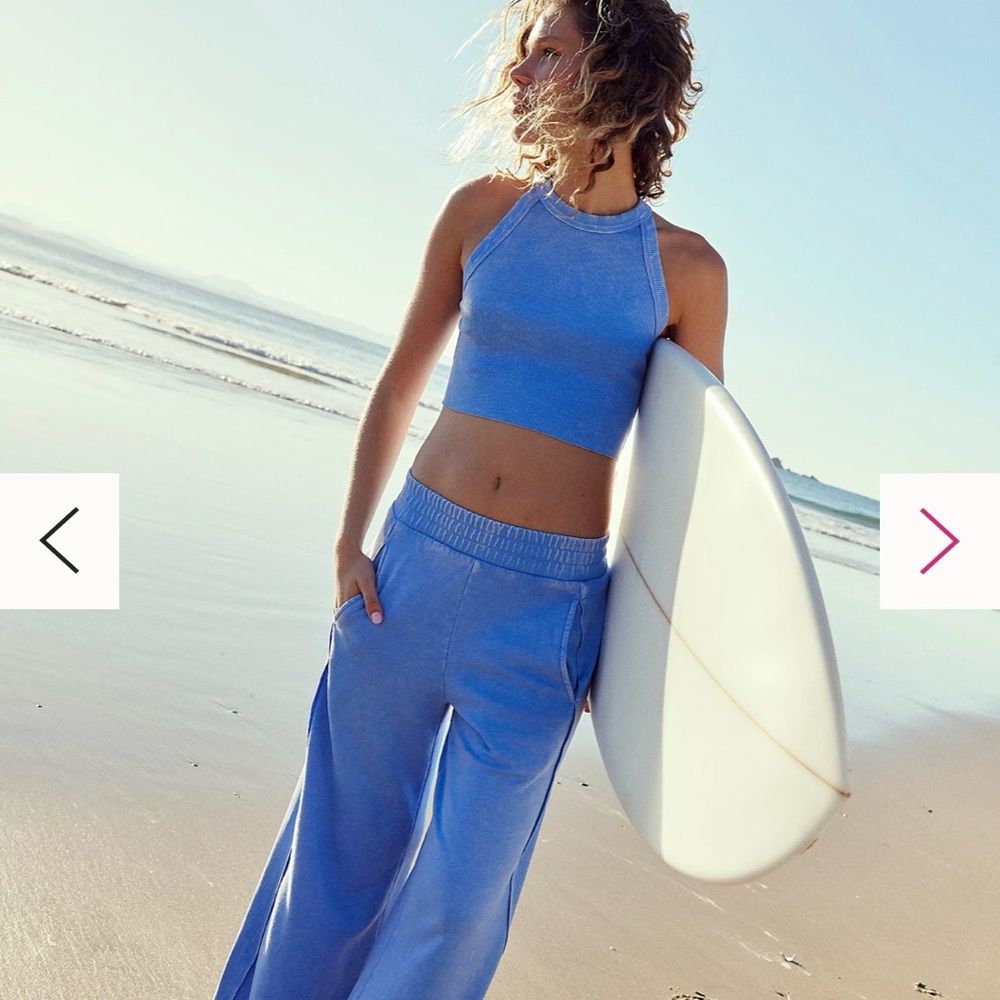 Brand new in bag deep blue wide leg cotton Free People athletic and beach pants